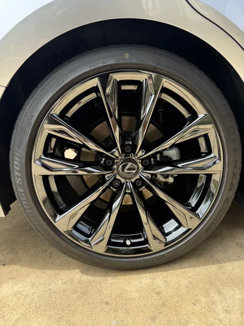 Close-up of a vehicle wheel and tire