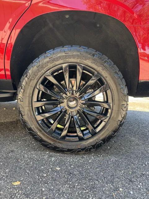 Close-up of a vehicle wheel and tire