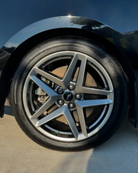 Close-up of a vehicle wheel and tire