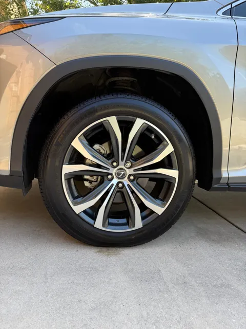 Close-up of a vehicle wheel and tire