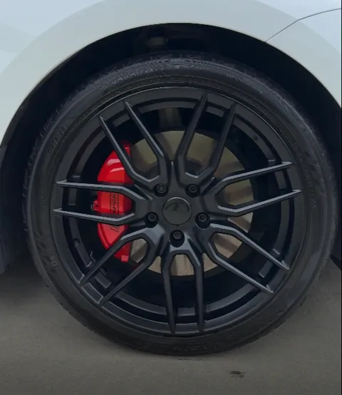 Close-up of a vehicle wheel and tire